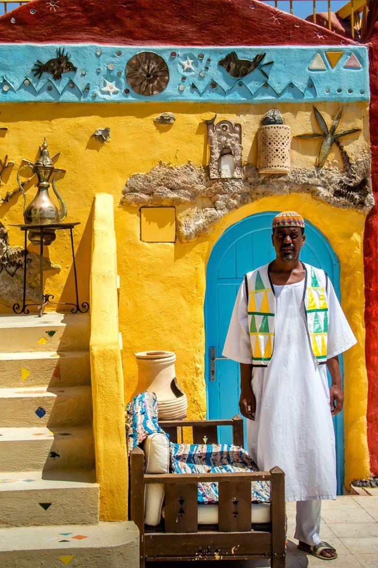 Colorful Nubian village and traditional clothing